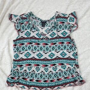 Wrangler Ruffled Flutter Sleeve western blouse